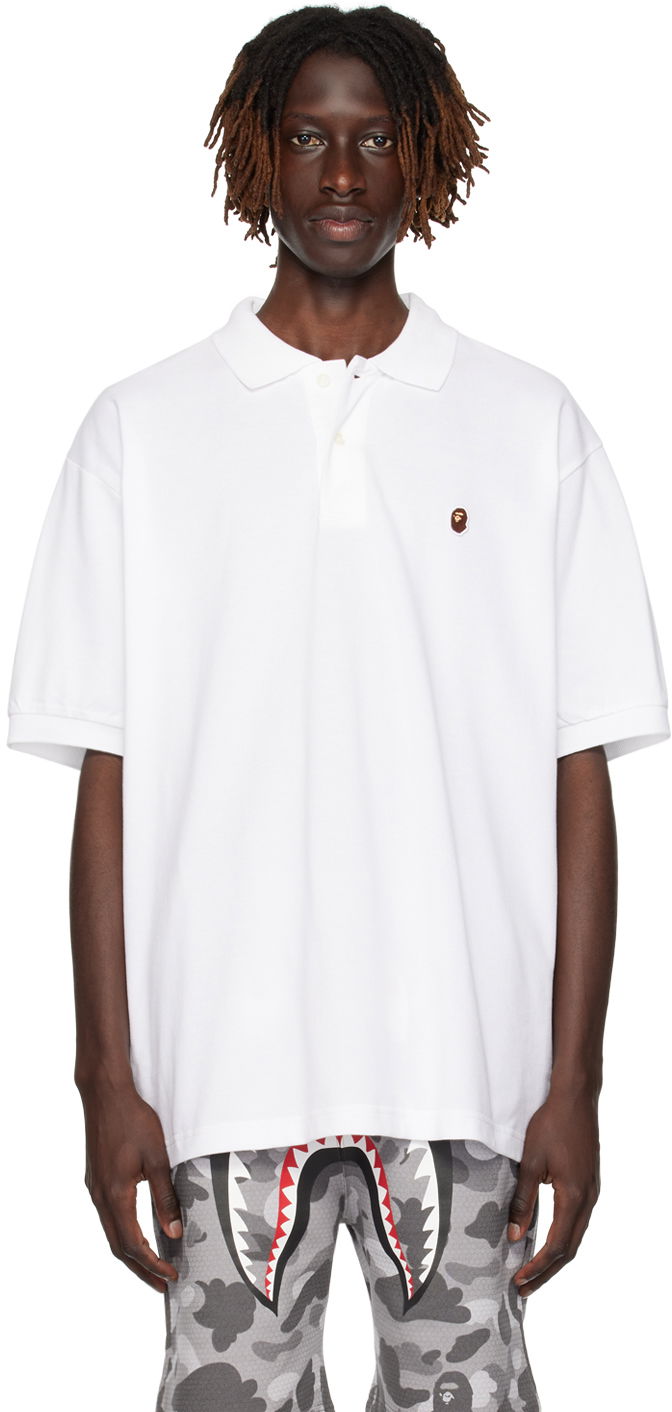 Tričko BAPE Ape Head One Point Polo Biela | 001POJ301005M, 0