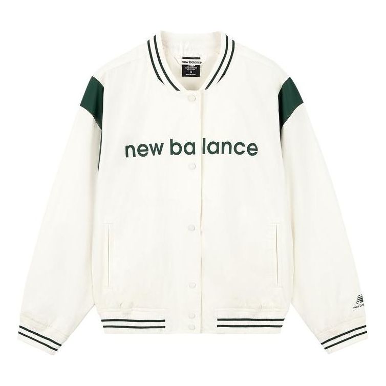 Bunda New Balance Baseball Jacket Biela | AWJ33312-CIC