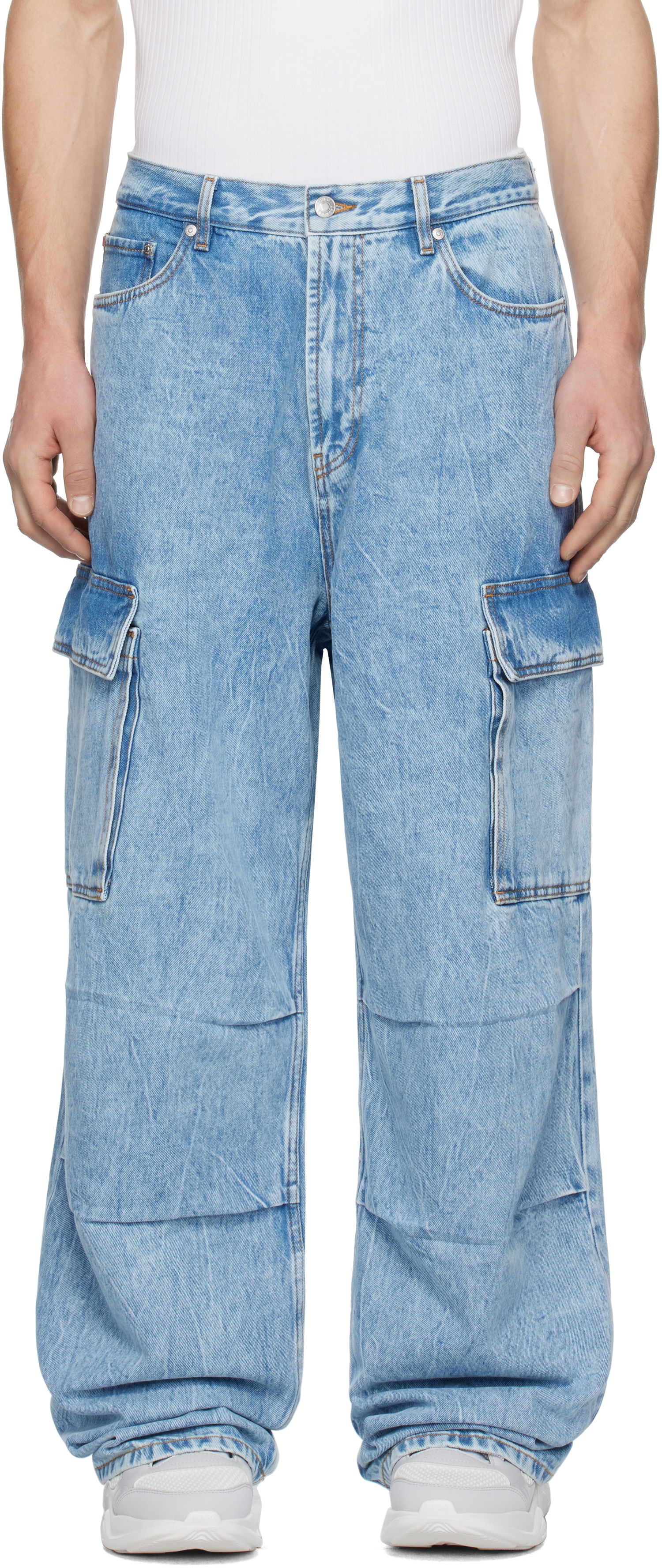Džínsy BOSS Hugo Loose-Fit Cargo Denim Pants Modrá | 50539212, 0