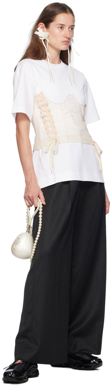 Tričko Simone Rocha Simone Rocha Corset Panel Boxy T-Shirt Biela | 5282 0562, 3