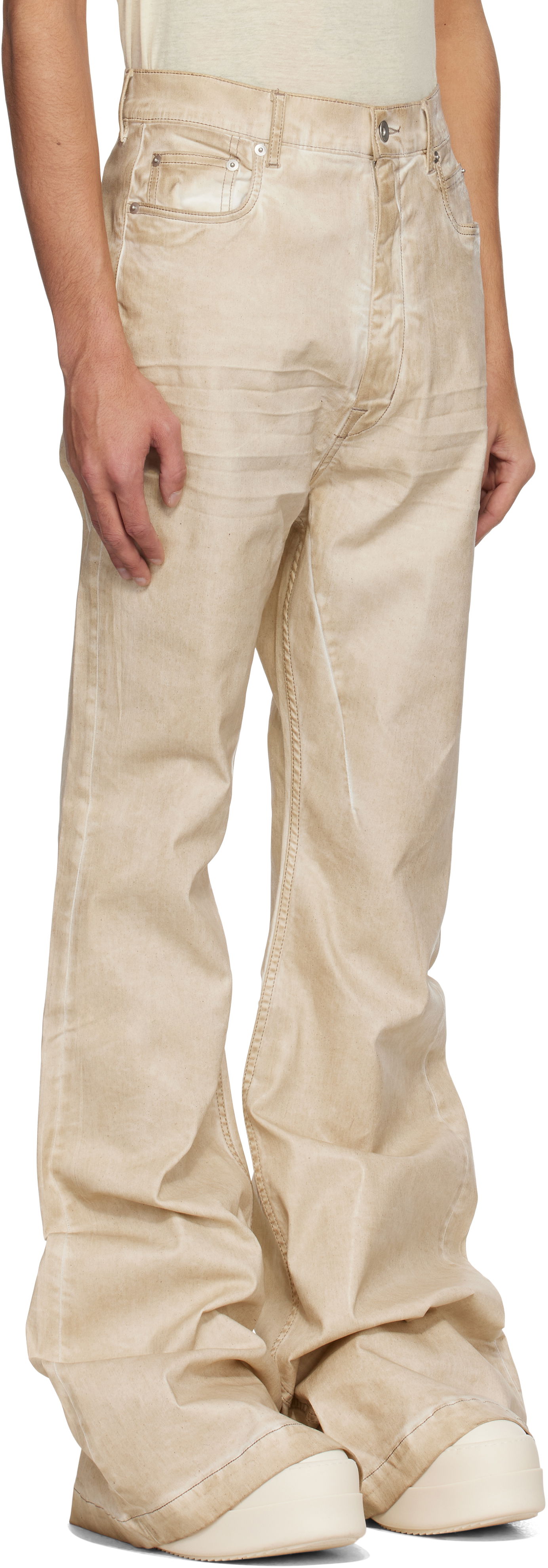 Džínsy Rick Owens Rick Owens DRKSHDW Hollywood Bolan Bootcut Jeans Béžová | DU01E3365 SCF, 1