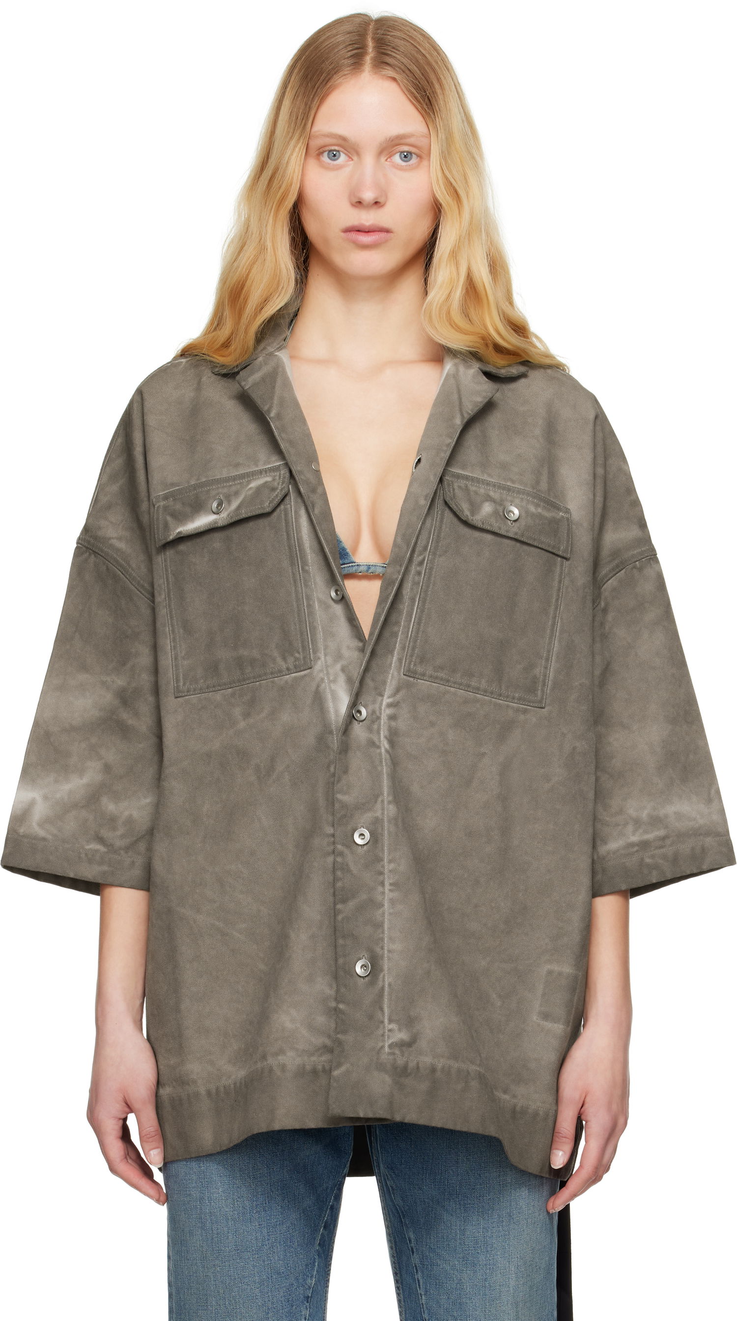 Košeľa Rick Owens Rick Owens DRKSHDW Hollywood Magnum Tommy Shirt Šedá | DS01E3206 CVS, 0