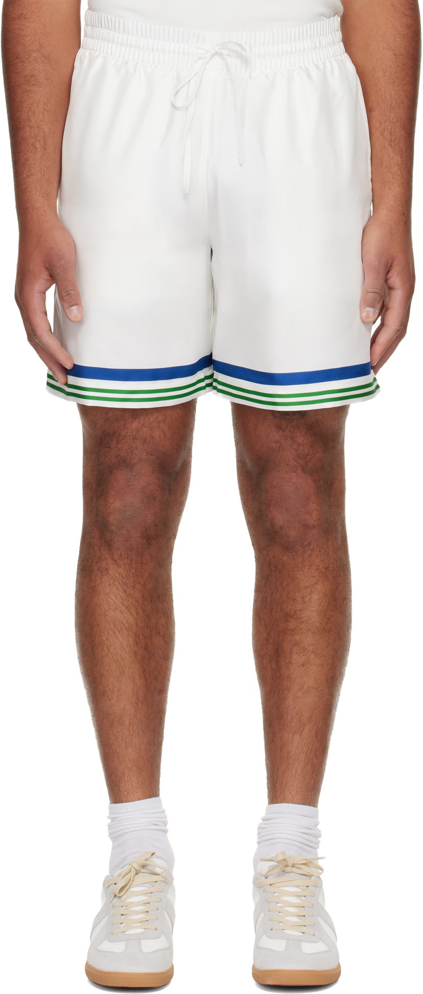 Šortky Casablanca Tennis Club Icon Silk Twill Shorts Biela | M-AW25-TR-012-01