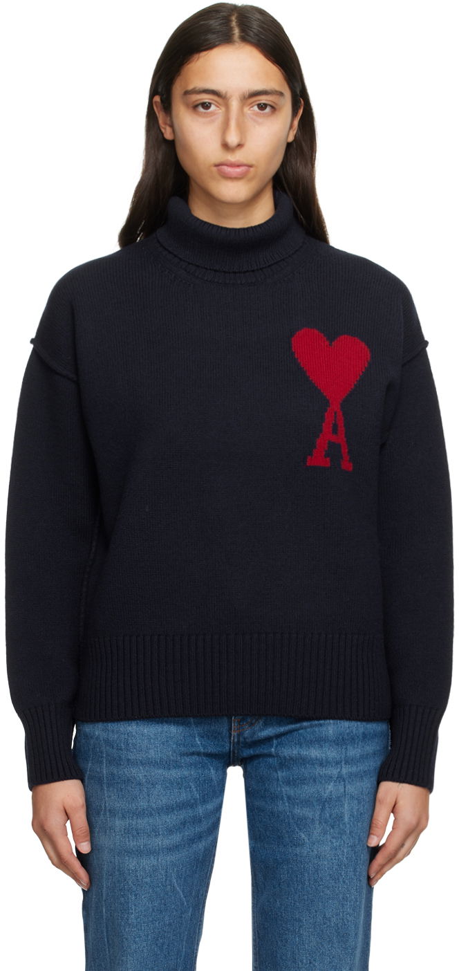 Sveter AMI Turtleneck Navy | UKS406.018, 0