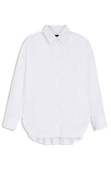 Košeľa BOSS Oversized-fit blouse in cotton poplin Biela | 50553890, 0