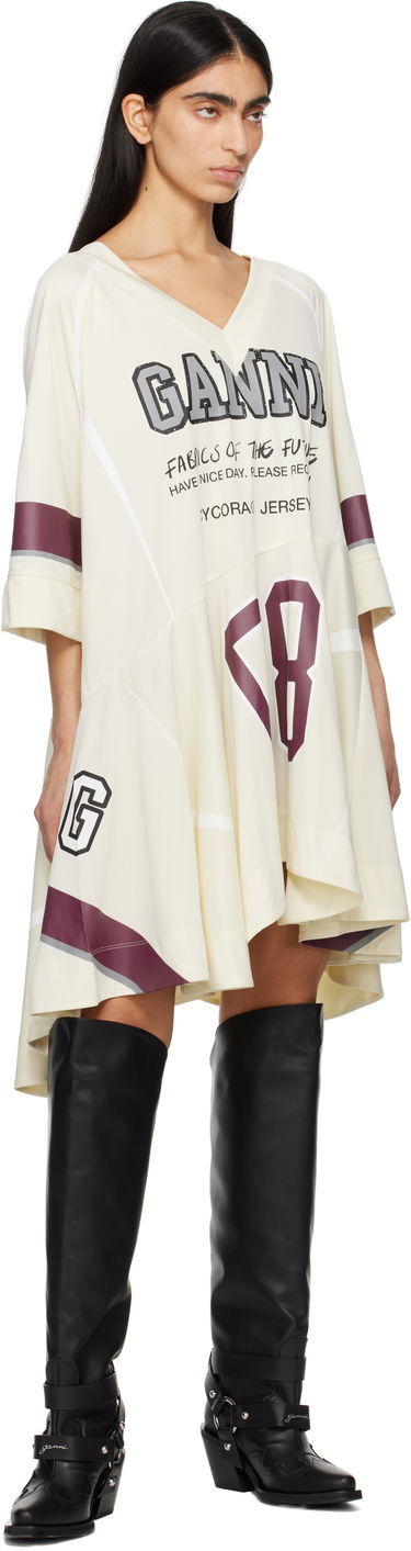 Šaty GANNI GANNI Future Mesh Oversized Minidress Béžová | T4300, 3