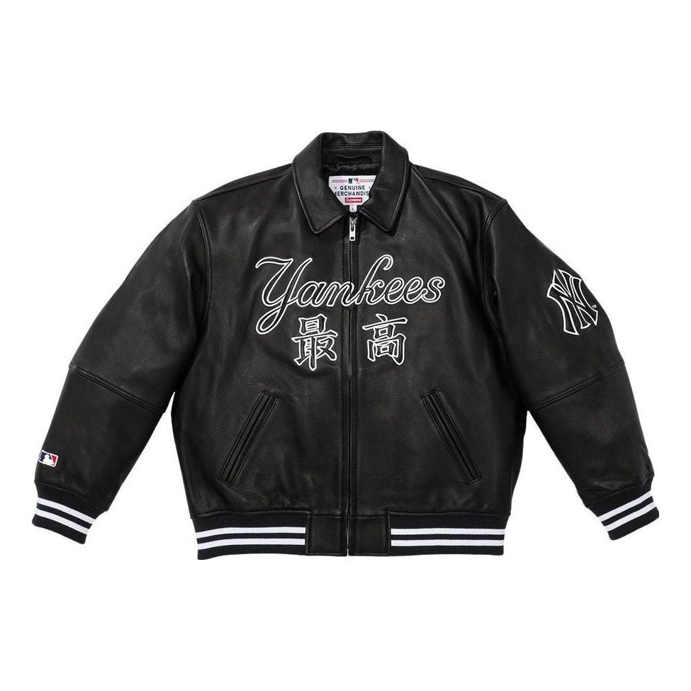 Bomber bunda Supreme Supreme x Yankees Leather Varsity Jacket Čierna | SUP-FW22-735, 0