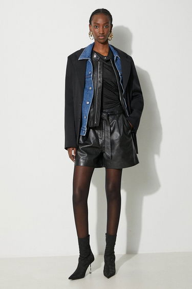 Šortky Maison Margiela MM6 Maison Margiela Layered Blazer, Denim Jacket, and Leather Shorts Set Čierna | S62BN0095, 0