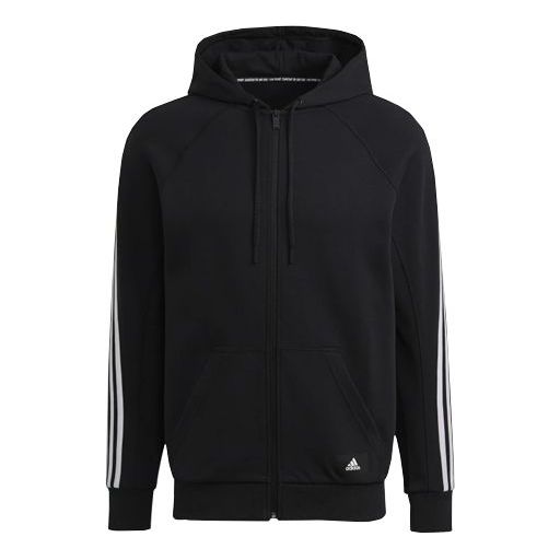 Mikina adidas Originals Essentials 3-Stripes Full-Zip Hoodie Čierna | GM6450, 0