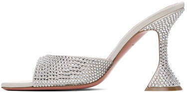 Starostlivosť o obuv Amina Muaddi Amina Muaddi Caroline Crystal Slipper Heeled Sandals Biela | CAROLINE CRYSTAL SLIPPER CL, 2