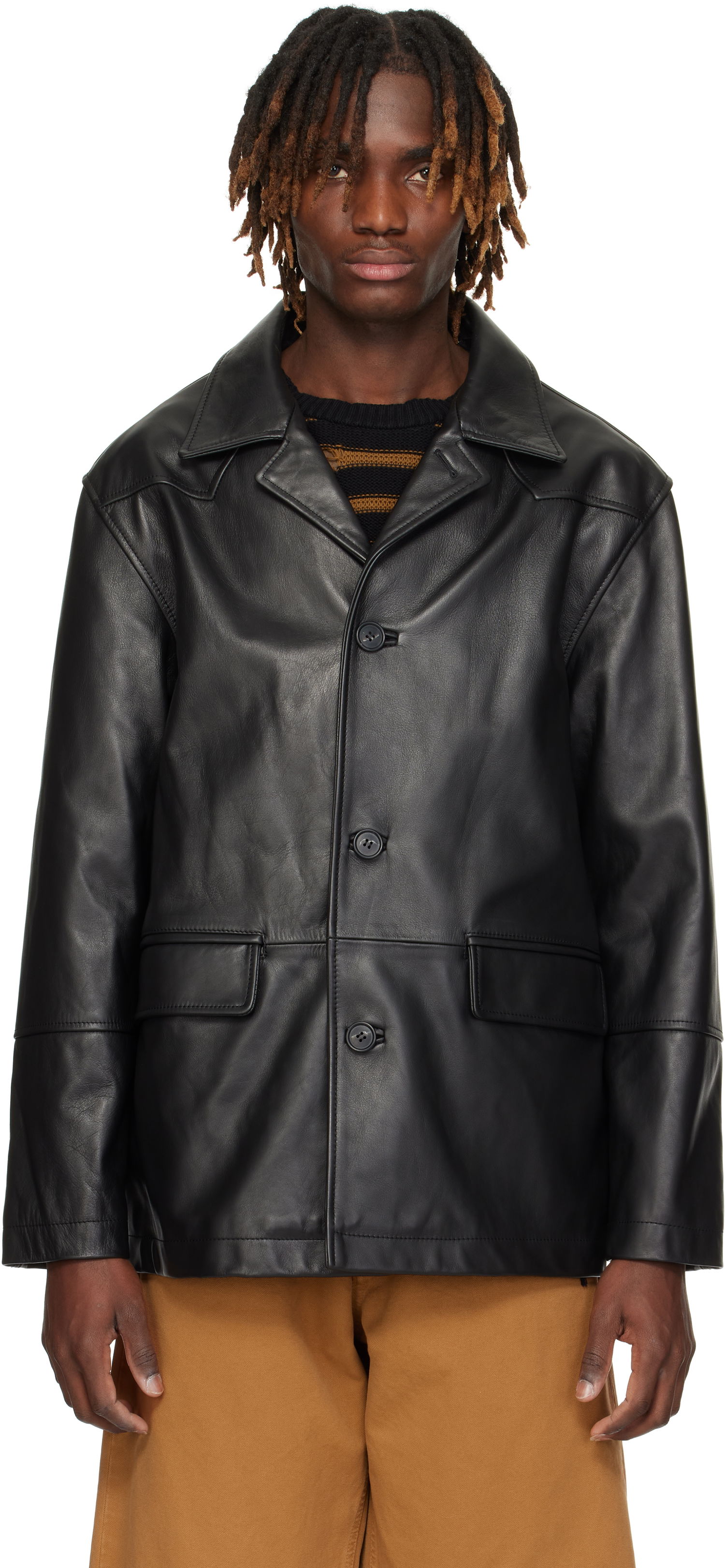 Kabáty Maison Margiela MM6 Maison Margiela Sports Leather Jacket Čierna | SH0AM0045 M07005, 0