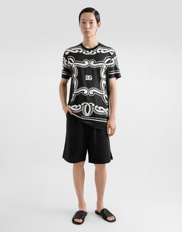 Tričko Dolce & Gabbana Dolce & Gabbana Bandanna Print Silk T-Shirt Čierna | G8RN8TII7FMHN9RA, 1