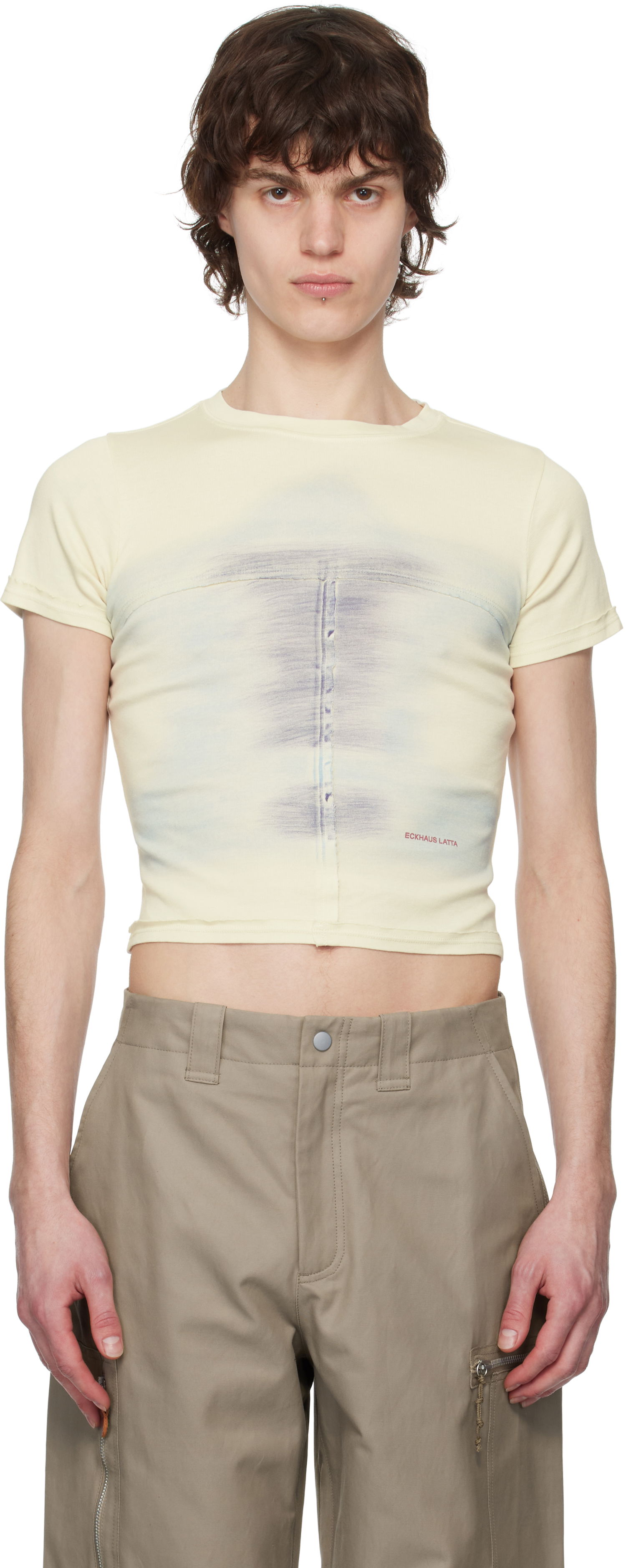 Crop Top Eckhaus Latta Eckhaus Latta Lapped Baby T-Shirt Žltá | 303-EL-PS25-O - OASIS, 0
