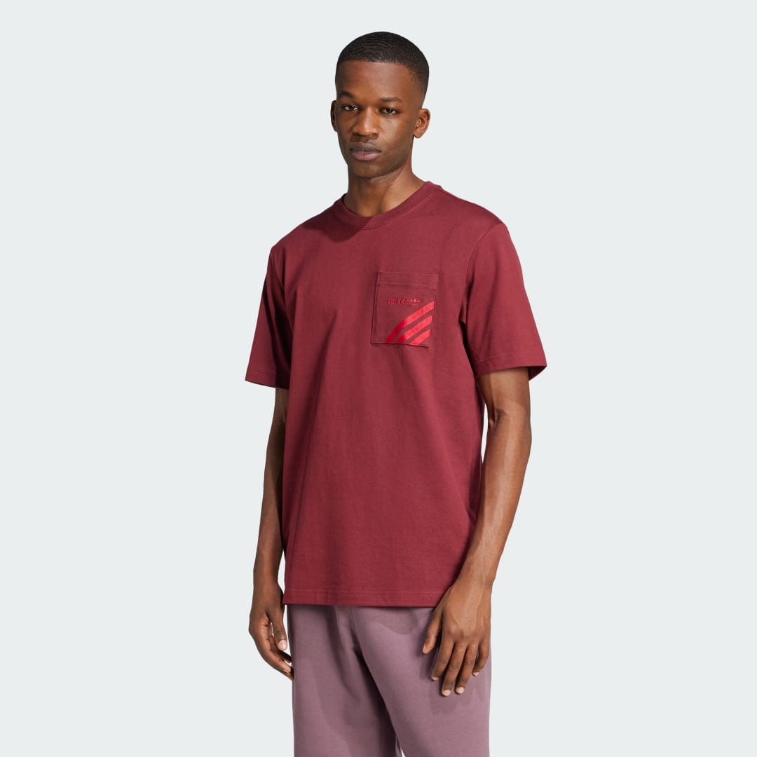 Tričko adidas Performance Pocket Tee Vínová | IX9606, 0
