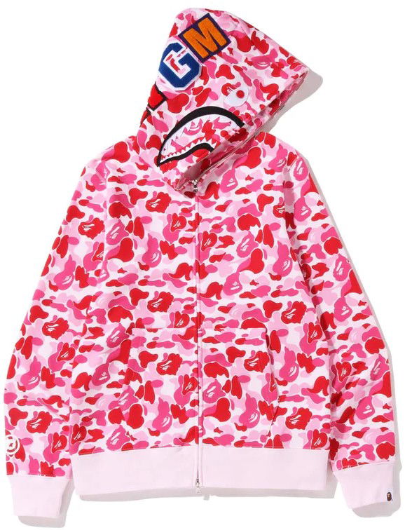Mikina BAPE ABC Camo Shark Full Zip Hoodie Červená | 001ZPI201002M-PNK, 0