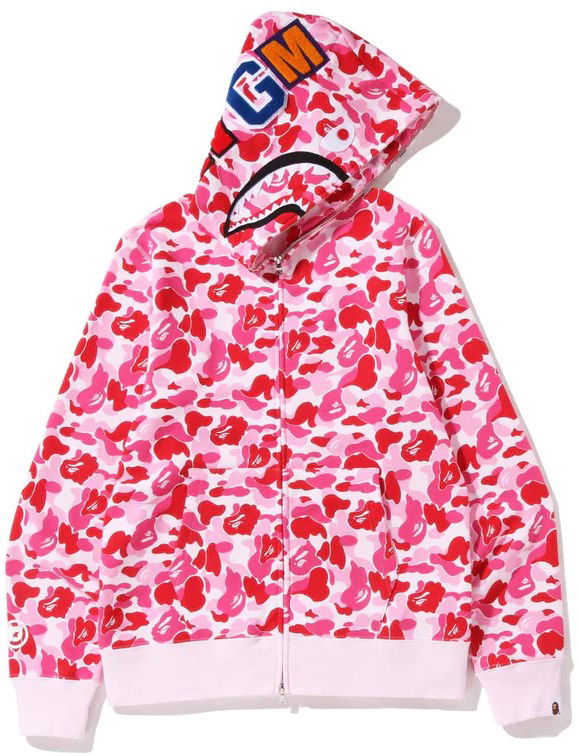 Mikina BAPE ABC Camo Shark Full Zip Hoodie Červená | 001ZPI201002M-PNK