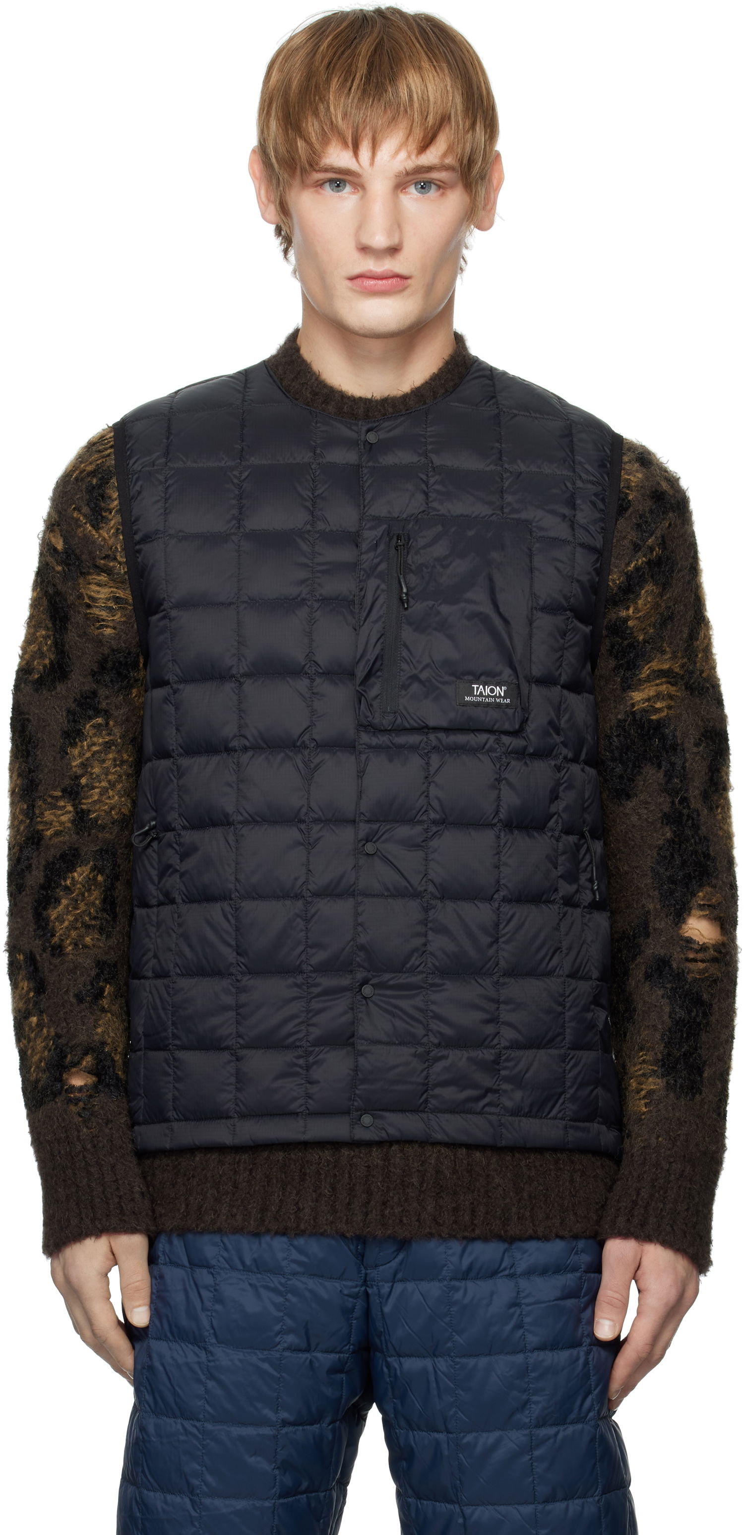 Vesta TAION Crewneck Light Down Vest Čierna | TAION-004BXMT-800FP, 0