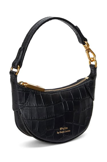 Kabelka Polo by Ralph Lauren Croc-Embossed Leather Shoulder Bag Čierna | 427952660, 2