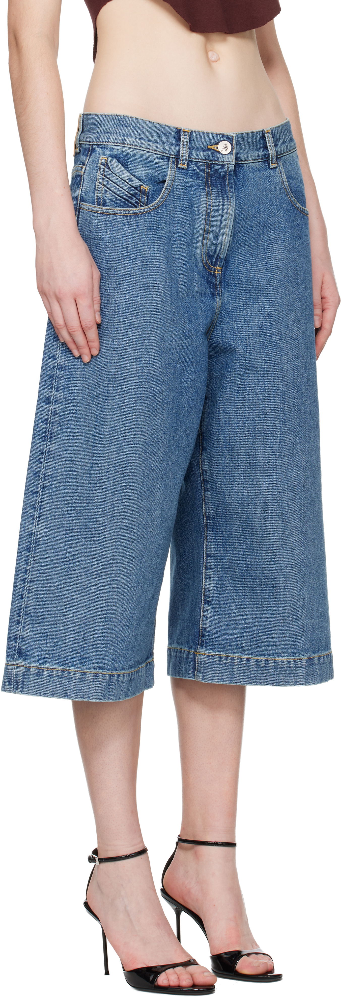 Šortky The Attico The Attico Washed Denim Shorts Modrá | 251WCQ00012 DDD085AA, 1