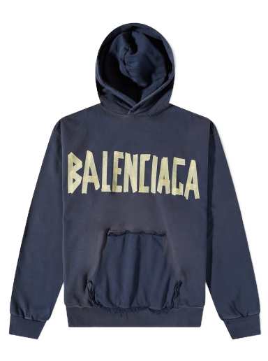 Mikina Balenciaga Tape Type Popover Hoody Navy | 744441-TOVB1-4140