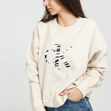 Mikina CALVIN KLEIN W Zebra CK Crew Neck Béžová | J20J214815 AEO, 1