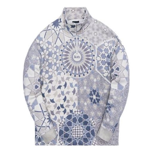 Sveter KITH KITH Tile Print Quarter Zip Modrá | KH2662-210, 0