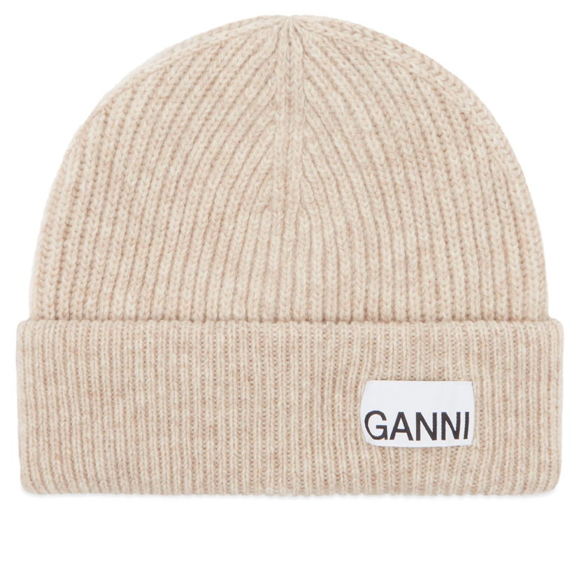 Kulicha GANNI Light Structured Rib Knit Beanie Béžová | A5369-SAND