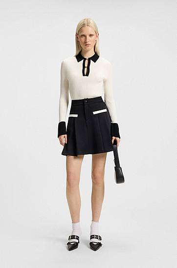 Polo tričko BOSS Knit Polo Shirt with Contrast Collar and Cuffs Biela | 50542608, 1