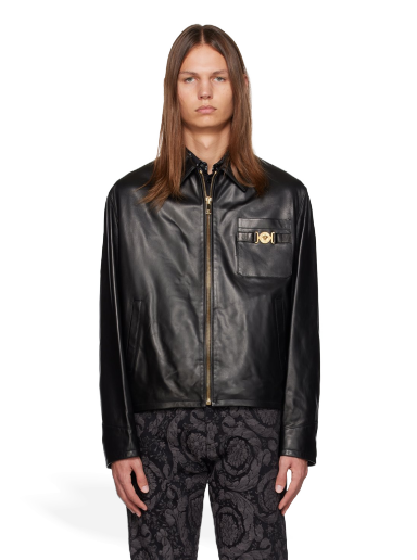 Bunda Versace Zip Leather Jacket Čierna | 1010587_1A07730