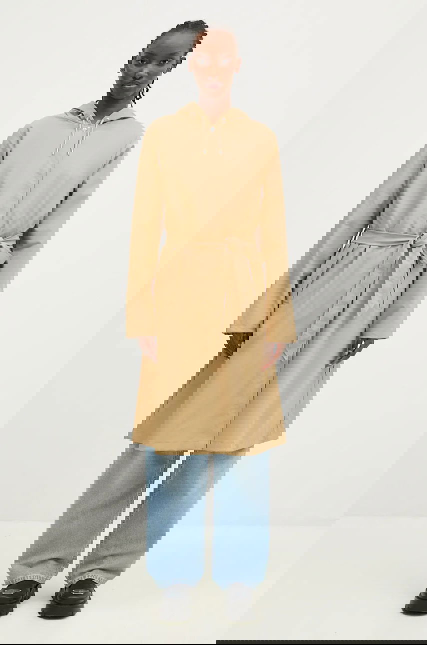 Bunda Rains Hooded Belted A-Line Longer Jacket Béžová | 12040.24, 0