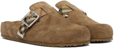 Oblečenie Burberry Burberry Check Suede Urchin Clogs Hnedá | 8113393, 3