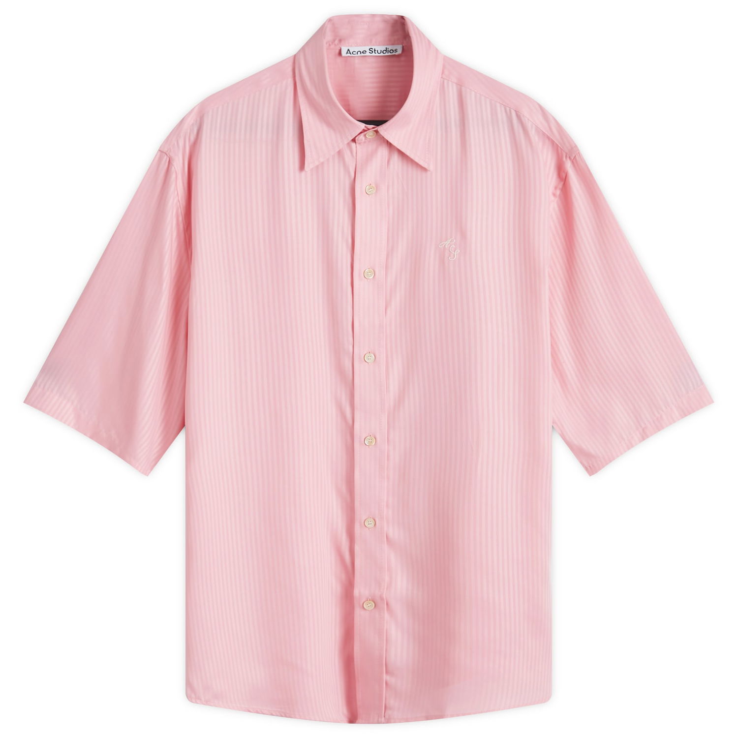 Košeľa Acne Studios Sandrok Stripe AS Short Sleeve Shirt Ružová | BB0591-AD1, 0