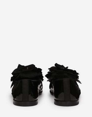 Tenisky a topánky Dolce & Gabbana Patent Leather Slippers With Flower Applique Čierna | A50645A3G488B956, 2