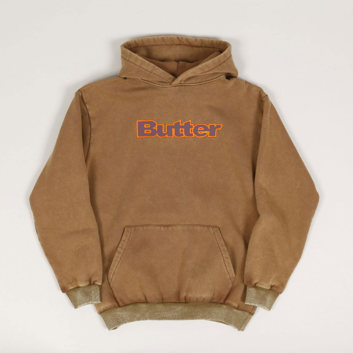 Mikina Butter Goods Butter Goods Logo Applique Hoodie Hnedá | butter-goods-nylon-logo-applique-pullover-hoodie-brown, 1