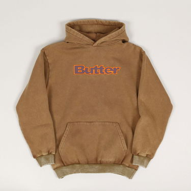 Mikina Butter Goods Butter Goods Logo Applique Hoodie Hnedá | butter-goods-nylon-logo-applique-pullover-hoodie-brown, 1