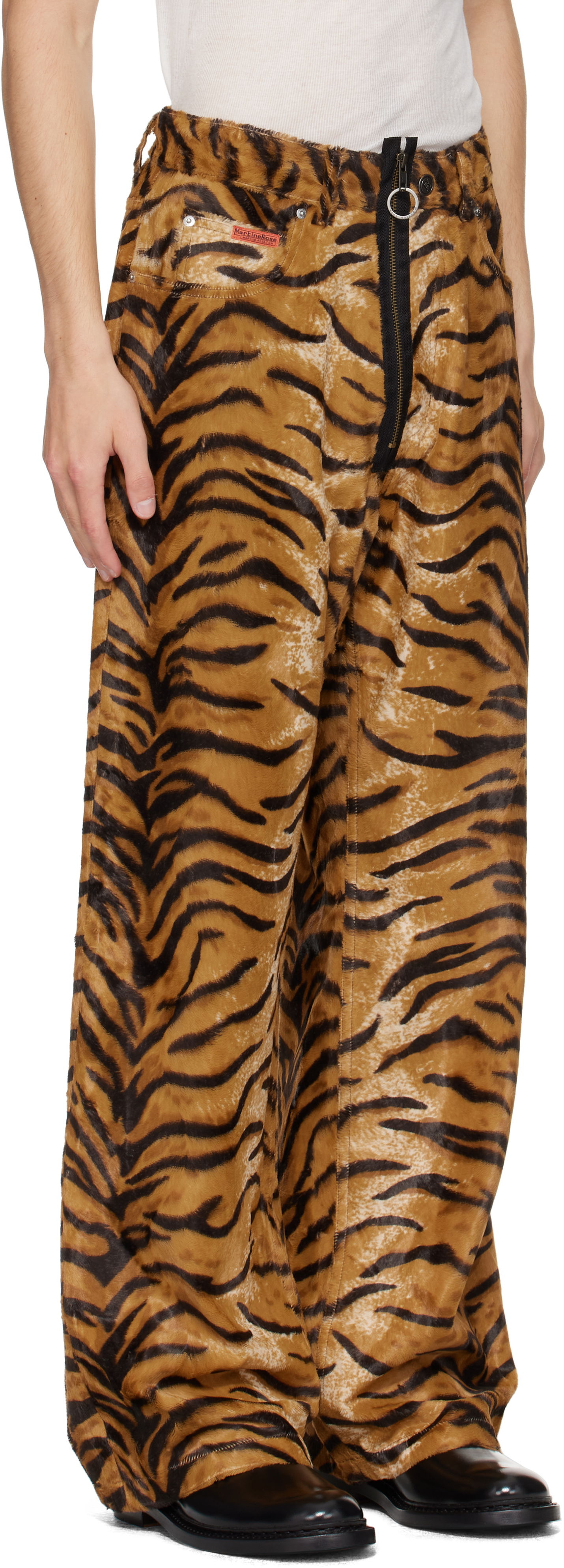 Nohavice Martine Rose Martine Rose Zip Tiger Print Trousers Hnedá | 248WF06719, 1