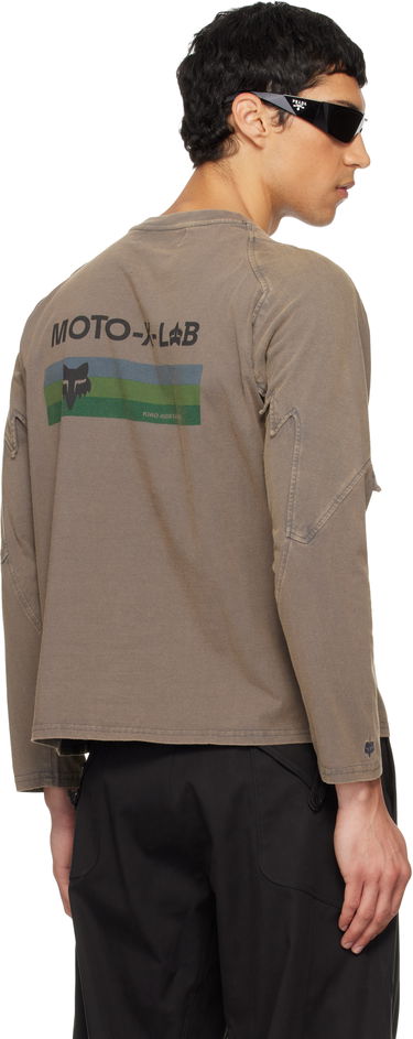 Tričko KIKO KOSTADINOV Kiko Kostadinov Fox LAB Edition Distressed Paneled Long Sleeve T-shirt Hnedá | 36885-103, 2