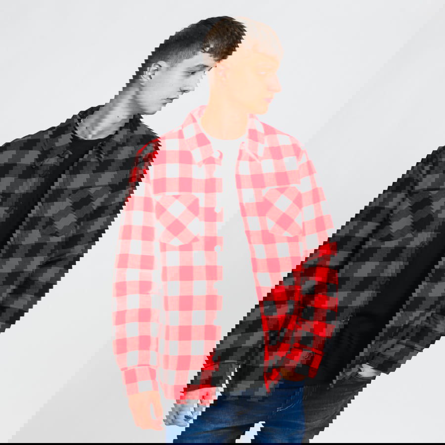 Bunda Urban Classics Padded Check Flannel Shirt Červená | TB3958 red, 0