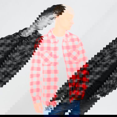 Bunda Urban Classics Padded Check Flannel Shirt Červená | TB3958 red, 0