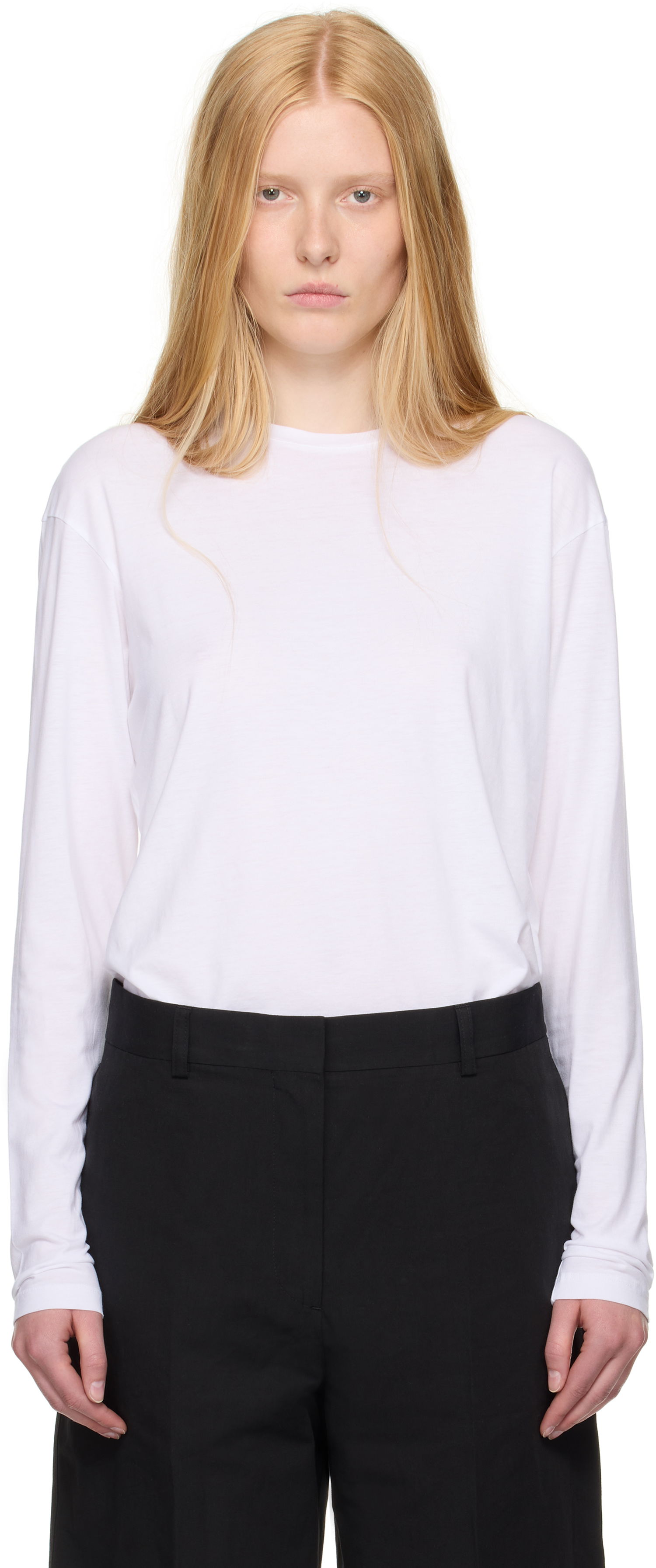 Tričko TOTEME TOTEME Classic Long Sleeve T-Shirt Biela | 253-WRT0588-FB0419, 0