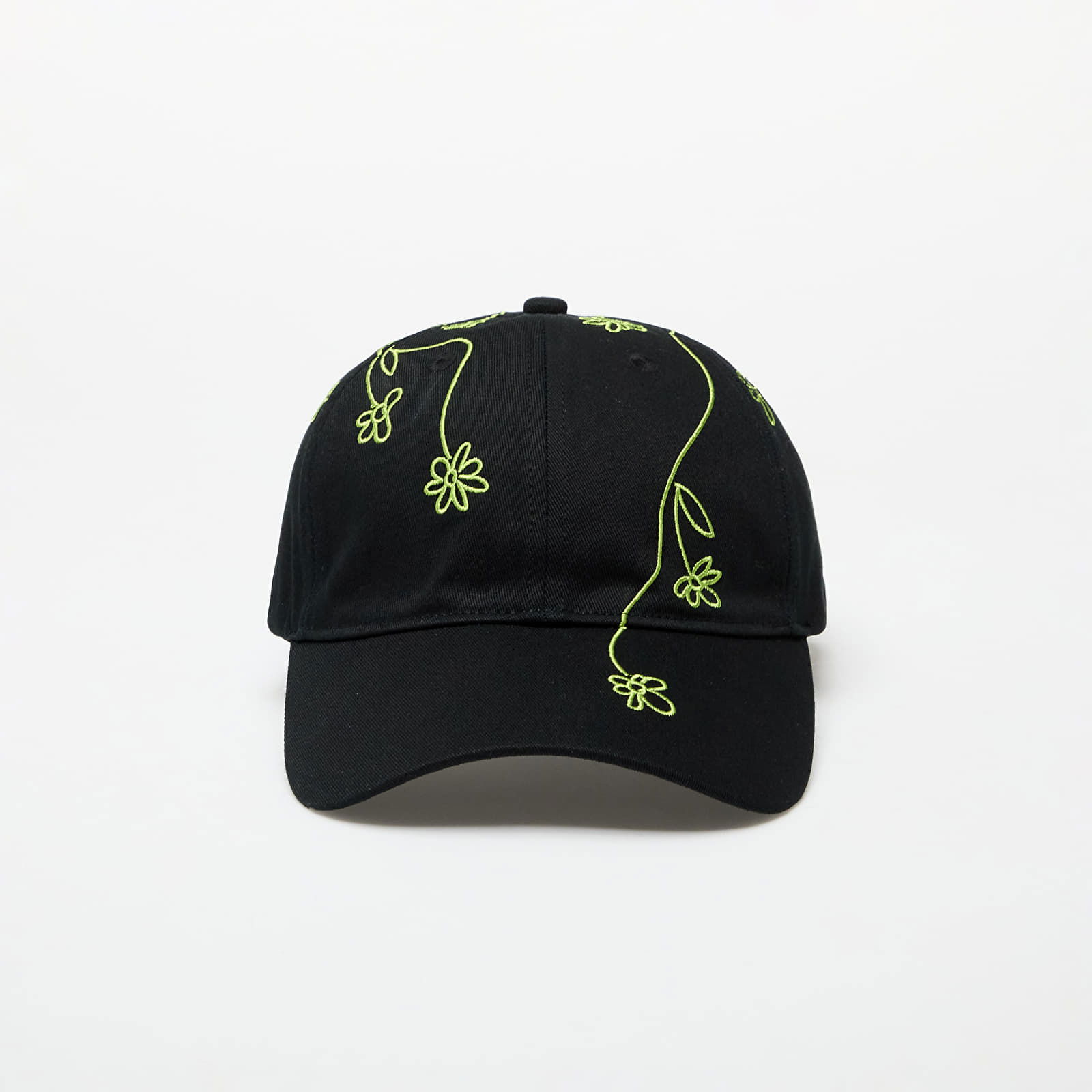 Black Baseball Cap with Flower Embroidery