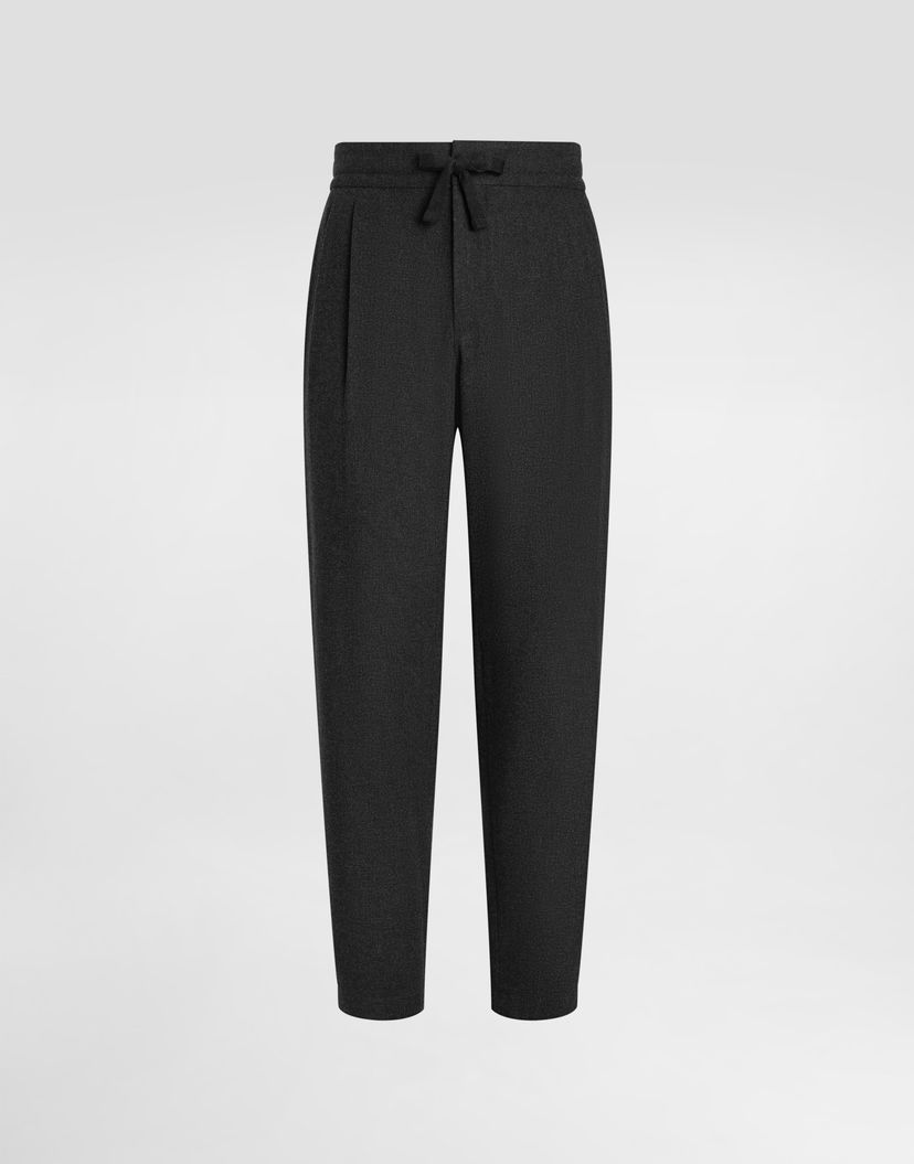 Nohavice Dolce & Gabbana Dolce & Gabbana Melange Wool Mat Trousers Čierna | GP12PTFURNCN0141