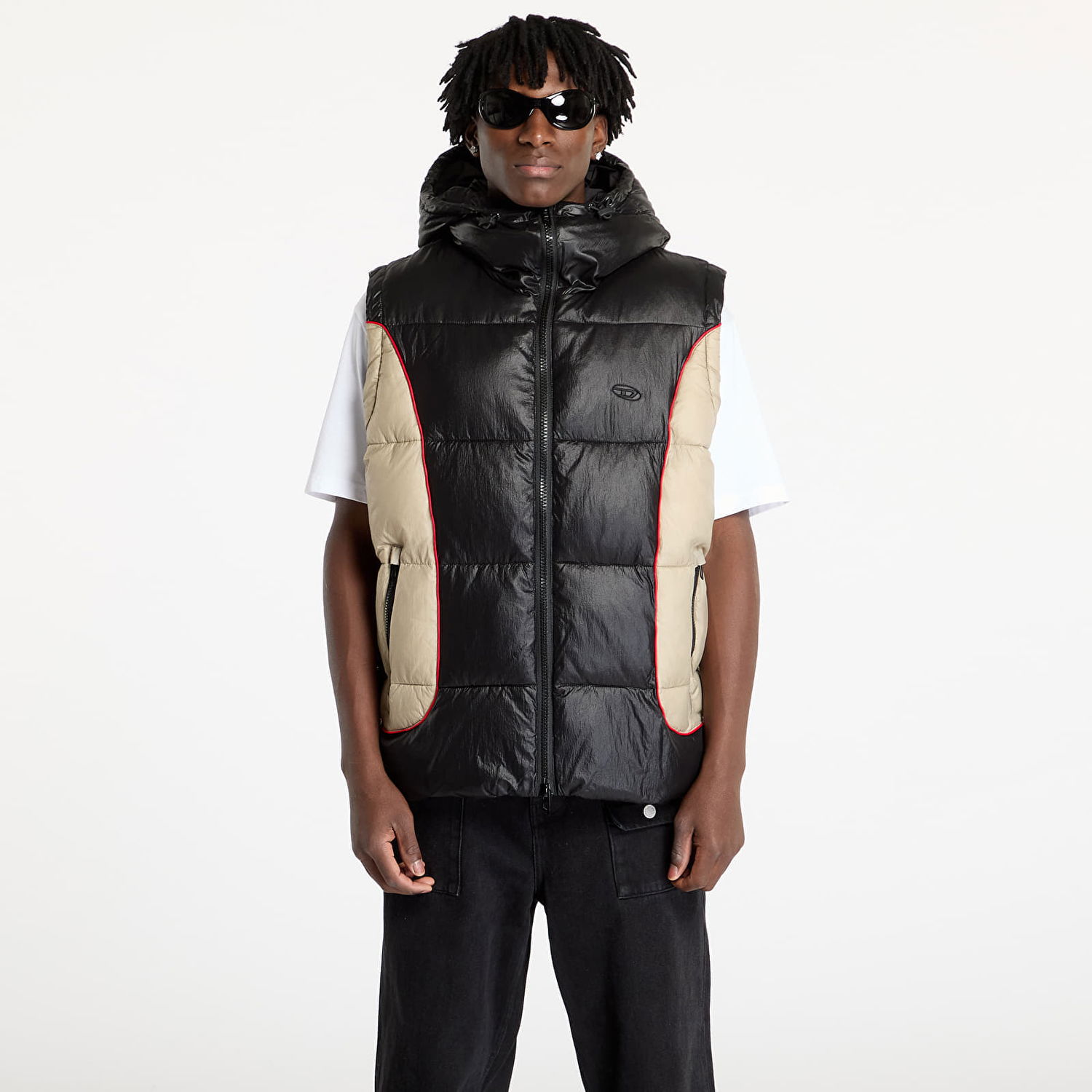 Vesta Diesel Diesel W-Ostend-Sl Hooded Puffer Vest Čierna | A14406_0DBCH Black, 0