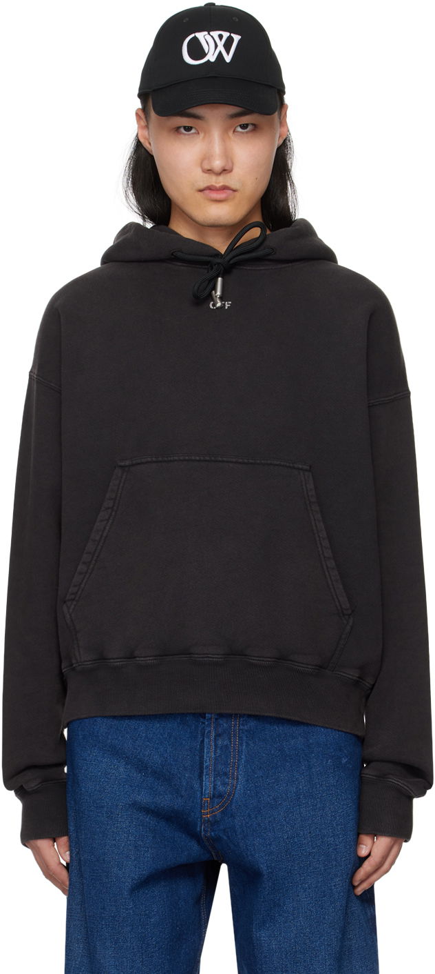 Mikina Off-White Black Printed Hoodie Čierna | OMBB085S24FLE0101001, 0