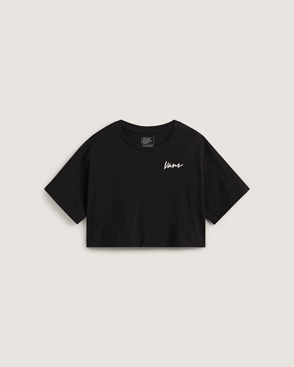 Crop Top Vans Classic Script Crop T-Shirt Čierna | VN000QDFBLK, 0