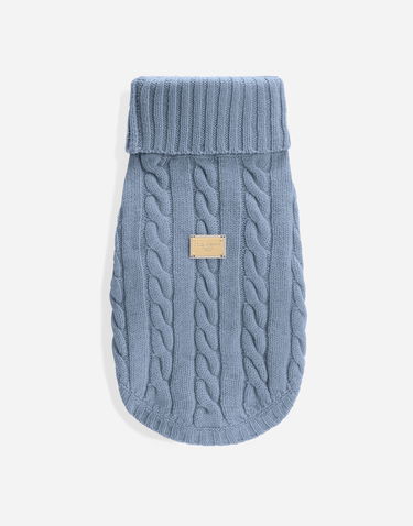 Sveter Dolce & Gabbana Dolce & Gabbana Cable Knit Wool Dog Sweater Modrá | GX09KCJFMMDB3784, 3
