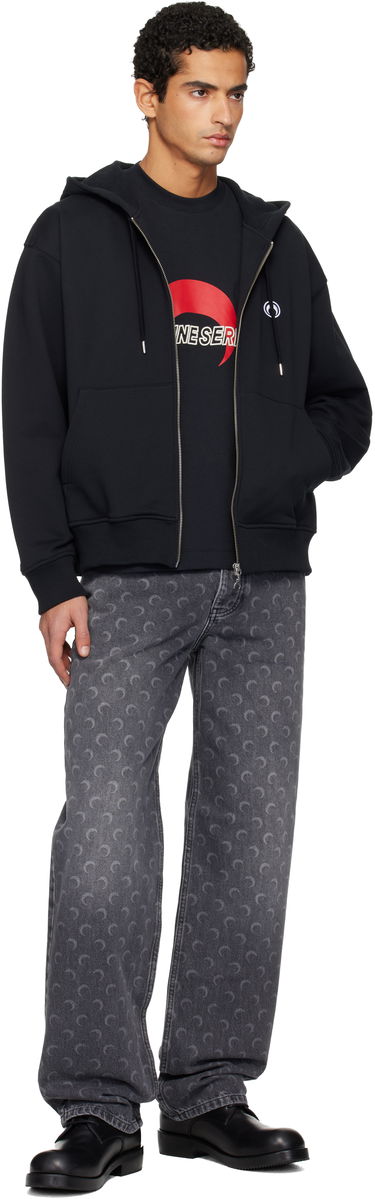 Mikina Marine Serre Moon Logo Zipped Hoodie Čierna | UST017BCJER0013, 3