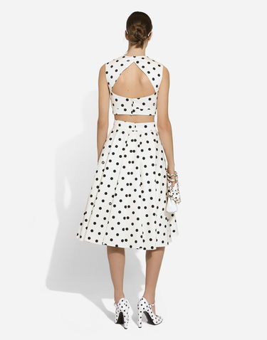 Sukňa Dolce & Gabbana Cotton Drill Calf-Length Circle Skirt With Polka Dot Print Biela | F4CVMTFSFNMHWZRN, 2