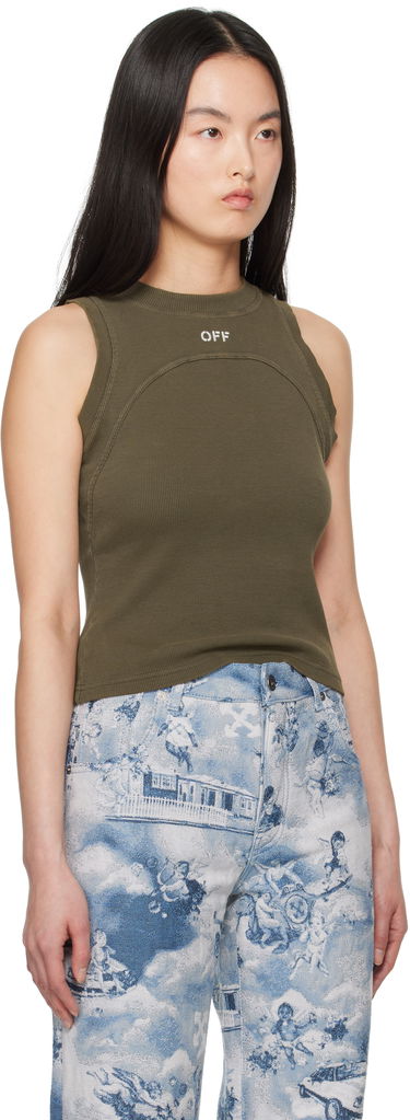 Tielko Off-White Off-White Stamp Rib Tank Top Zelené | OWAD236S25JER0015401, 1