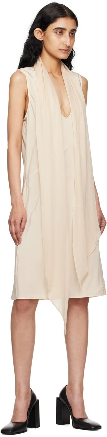 Šaty Helmut Lang Helmut Lang Scarf Midi Dress Béžová | O04HW608, 4